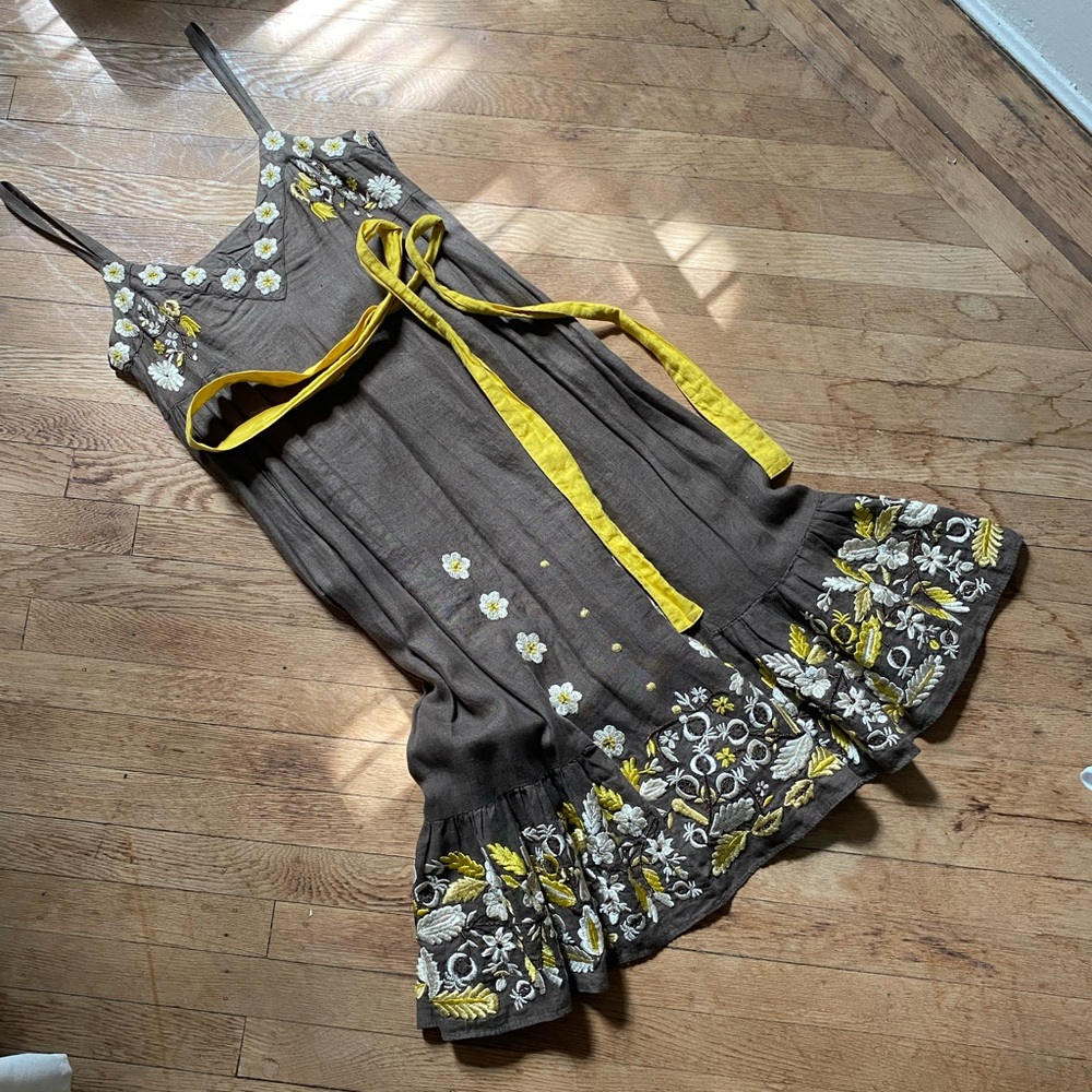 Anthropologie Dress Lithe Embroidered Floral Dress size 2 - Picture 5 of 12